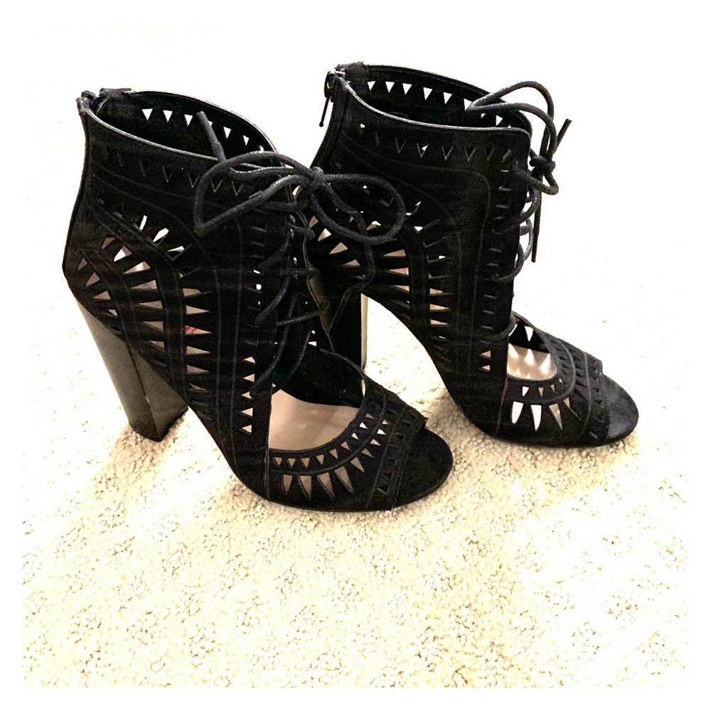 Black lace up heels